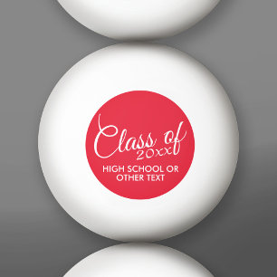 Red Graduation Class of Custom Year and Text Ping Pong Ball