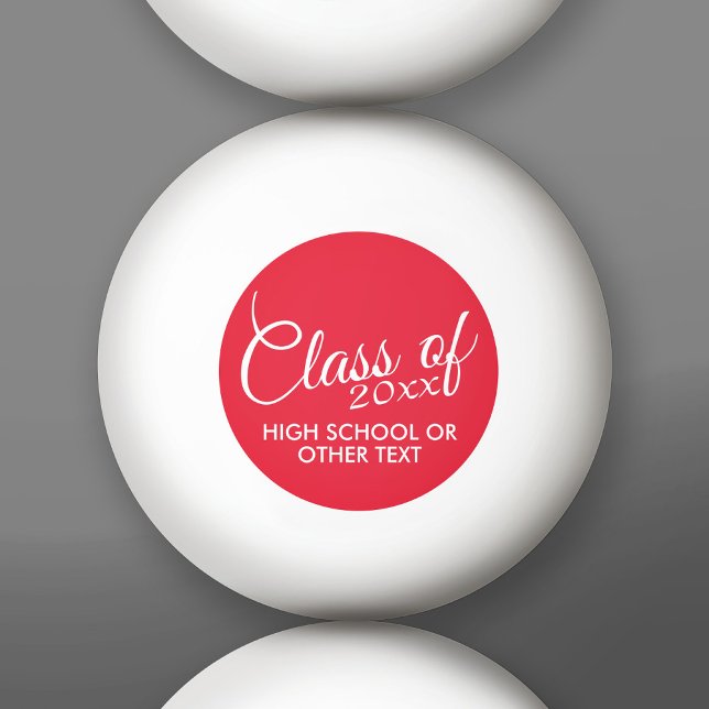 Red Graduation Class of Custom Year and Text Ping Pong Ball (Custom Ping Pong Balls)
