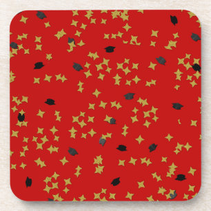 Red Graduation Confetti Coaster