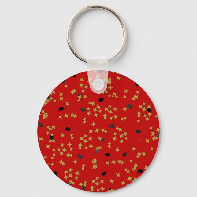 Red Graduation Confetti Key Ring (Front)