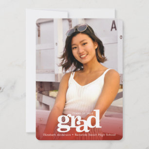 Red graduation custom photo bold simple modern announcement