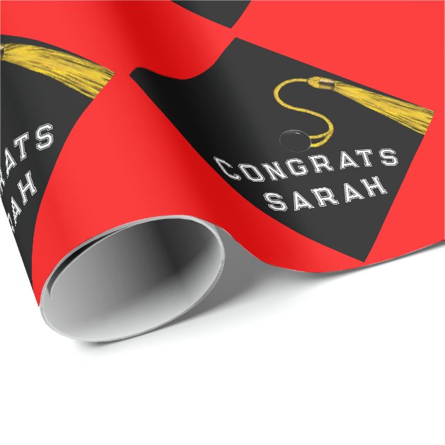 Red Graduation Gift Wrapping Paper (Roll Corner)