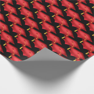 red graduation hats with gold tassel wrapping paper