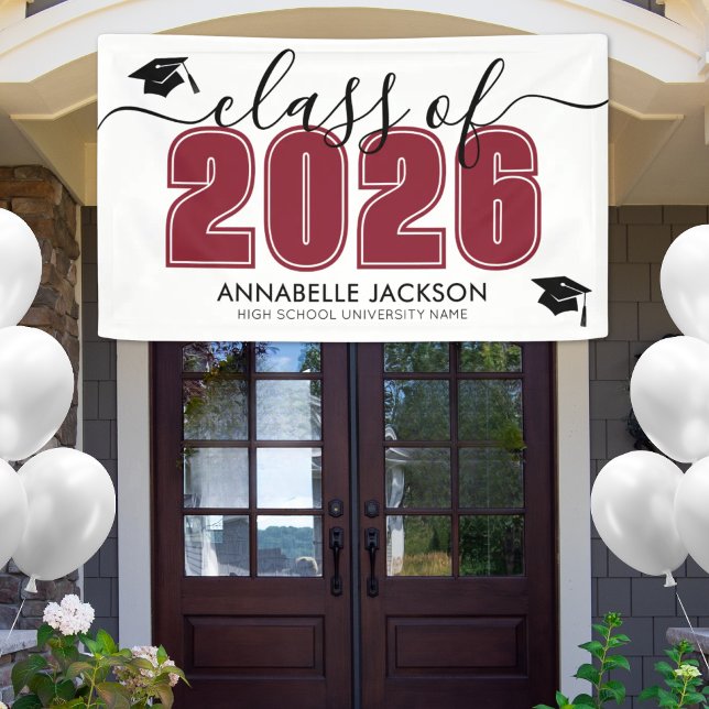 Red Graduation Party Banner (Simple Class Of 2025 Red Graduation Party Banner ()