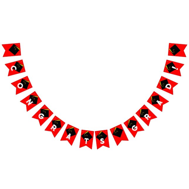 Red Graduation Party Congrats Decoration Bunting (All)