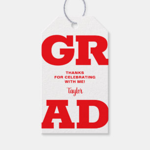 Red Graduation Party Favour Gift Tags