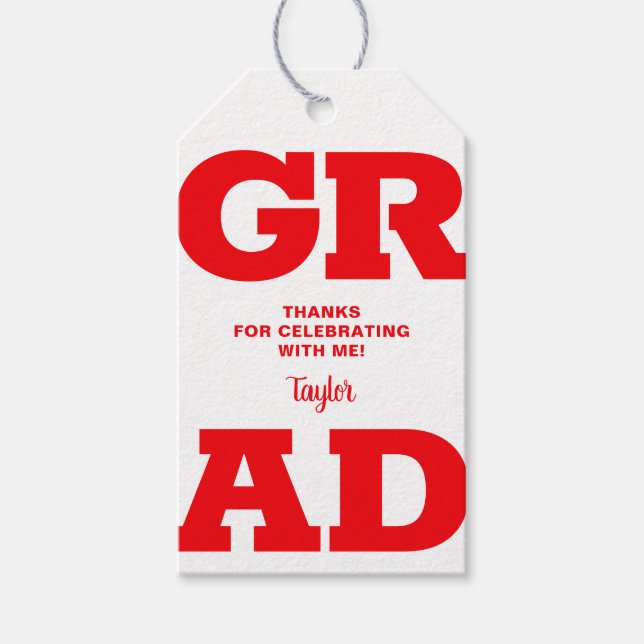Red Graduation Party Favour Gift Tags (Front)