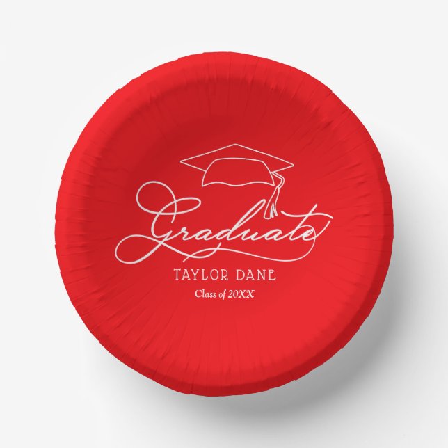 Red Graduation Party Paper Plate (Front)