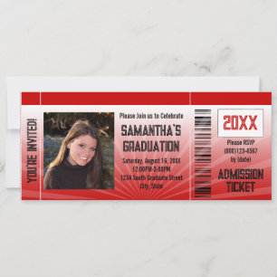 Red Graduation Party Ticket Invitation