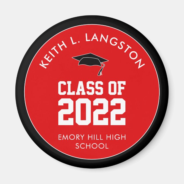 Red Graduation Personalised Magnet (Front)