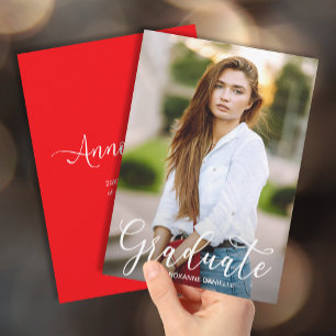 Red Graduation Photo Announcement