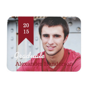 Red Graduation Photo Announcement Magnet