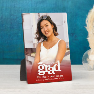 Red Graduation Photo Bold Typography Minimalist Plaque