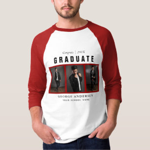 Red Graduation Photo Collage Custom T-Shirt