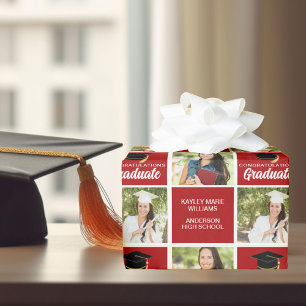 Red Graduation Photo Personalised 2026 Graduate Wrapping Paper