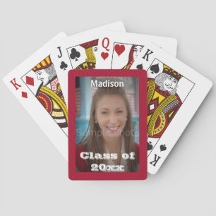 Red Graduation Photo Playing Cards