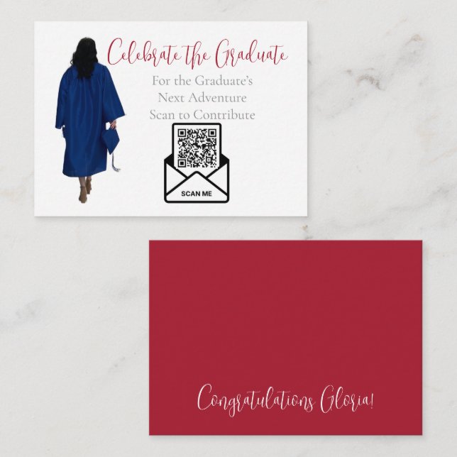 Red Graduation QR Code Insert Card | Fund Grad (Front/Back)