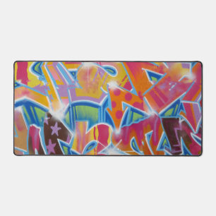 Red Graffiti Design Desk Mat