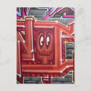 Red graffiti face postcard