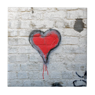 Red graffiti heart tile