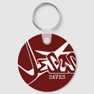 Red Graffiti Jesus Saves Keychain