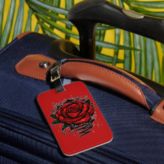 Red Graffiti Rose Bold Urban Grunge Art Luggage Tag