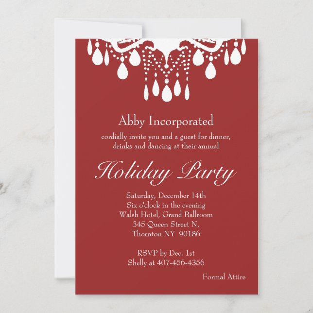 Red Grand Ballroom Holiday Invitation (Front)