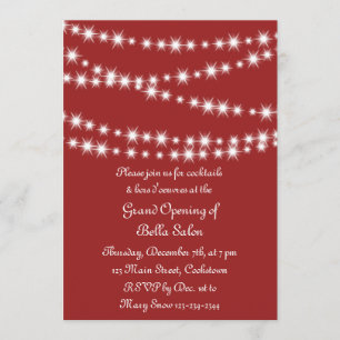 Red Grand Opening Twinkle Lights Invitation
