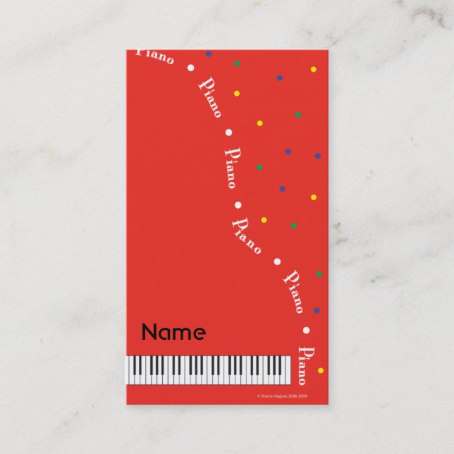 Red Grand Piano Business Card (Front)