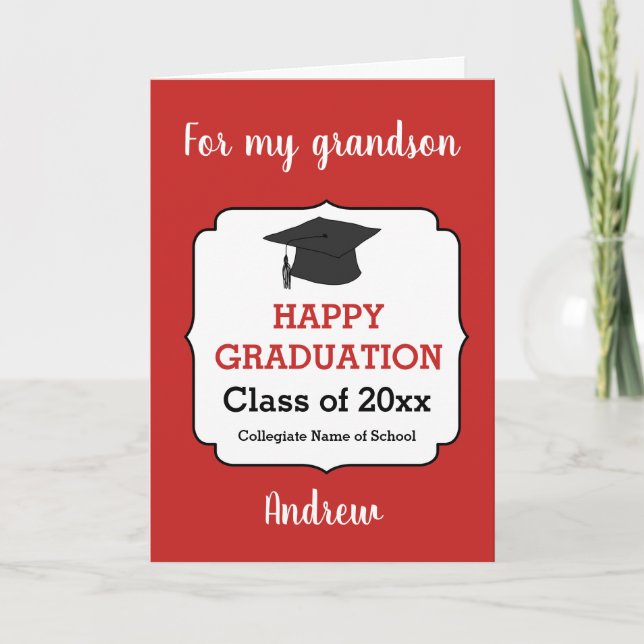 Red Grandson Graduation Card (Front)