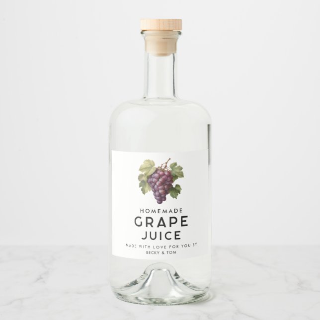 Red grape juice homemade recipe liquor bottle label (Front)