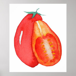 red grape tomato watercolor poster