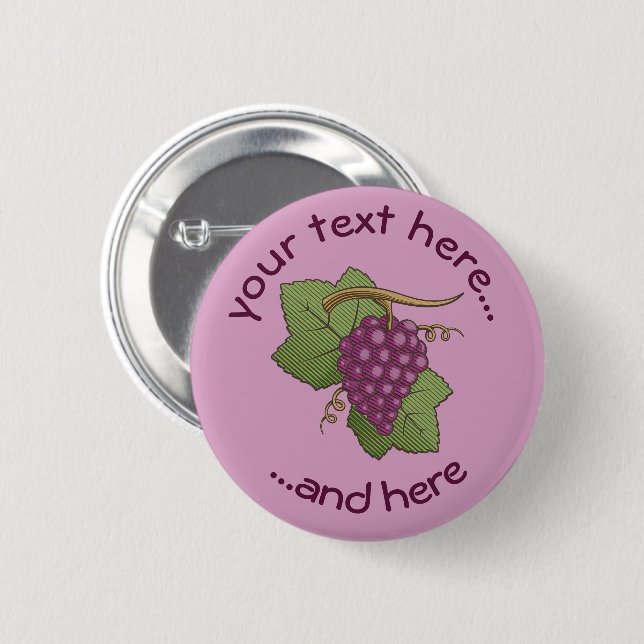 Red Grapes 6 Cm Round Badge (Front & Back)