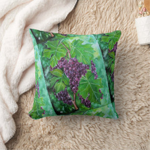 Red Grapes on an August Vine by Alfred Fox Cushion