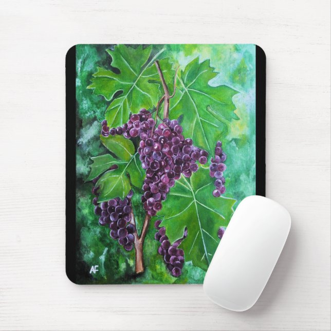 Red Grapes on an August Vine by Alfred Fox Mouse Mat (With Mouse)