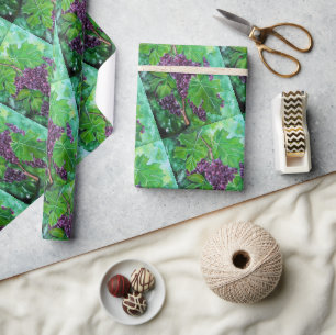 Red Grapes on an August Vine by Alfred Fox Wrapping Paper