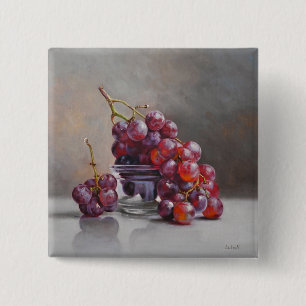 Red Grapes Still Life - from Original Oil Painting 15 Cm Square Badge