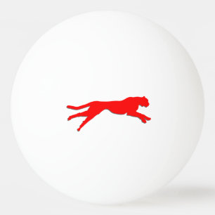 Red graphic art cheetah ping pong ball