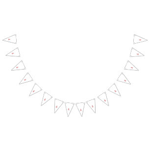 Red graphic design featuring intricate line art mo bunting
