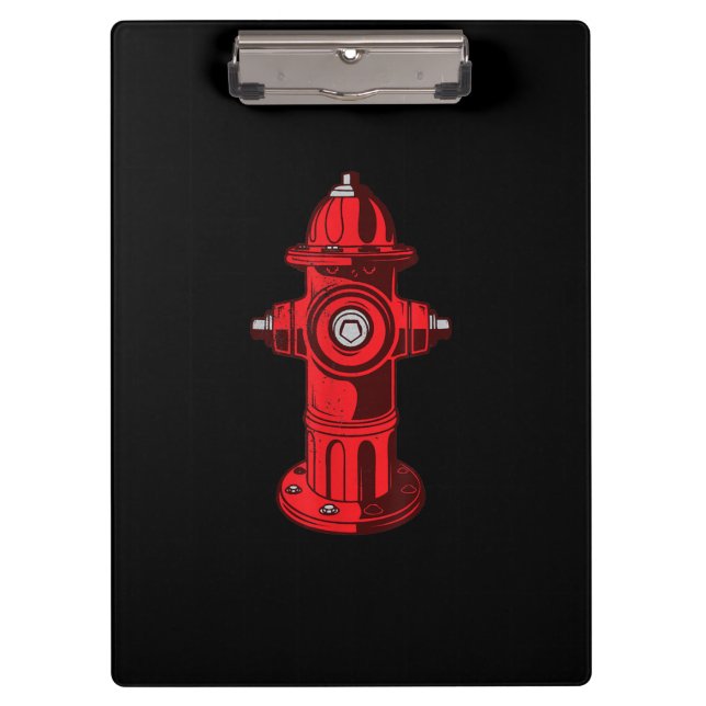 Red Graphic Fire Hydrant Firefighter Work Gifts Clipboard (Front)