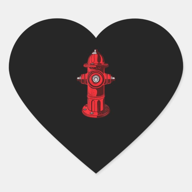 Red Graphic Fire Hydrant Firefighter Work Gifts Heart Sticker (Front)