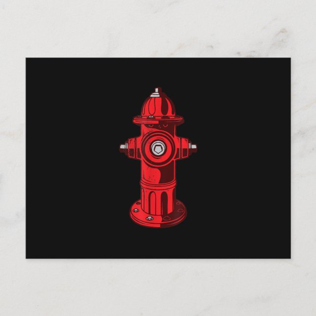 Red Graphic Fire Hydrant Firefighter Work Gifts Holiday Postcard (Front)