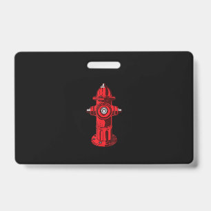 Red Graphic Fire Hydrant Firefighter Work Gifts ID Badge