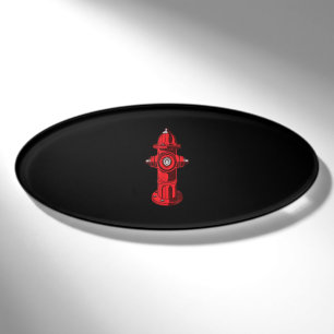 Red Graphic Fire Hydrant Firefighter Work Gifts Name Tag