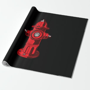 Red Graphic Fire Hydrant Firefighter Work Gifts Wrapping Paper