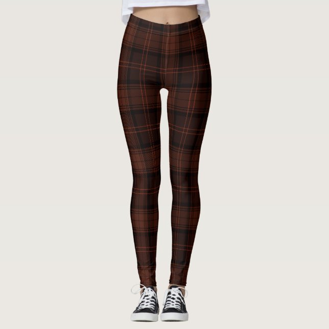 Red, Graphite, Van Cleef, Black Twill Tartan; Plai Leggings (Front)