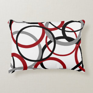 Red, Gray and Black Circles     Decorative Cushion