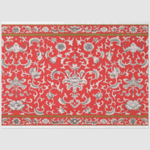 Red, gray and white floral decoupage paper