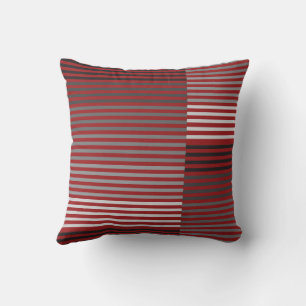 Red, Gray, Black, White Stripes Cushion