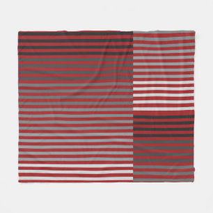 Red, Gray, Black, White Stripes Fleece Blanket